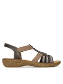 Sandały damskie - Rieker Sandały 65861-45 Szary - miniaturka - grafika 1