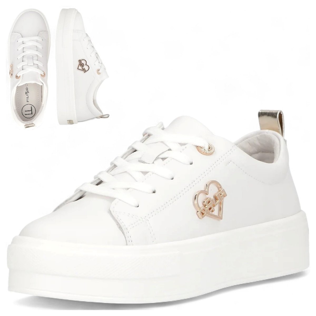 SKÓRZANE Sneakersy Damskie FILIPPO Modne Białe Eleganckie Półbuty Modne SKÓRZANE Sneakersy Damskie 41 FILIPPO Modne Białe Eleganckie Półbuty Modne