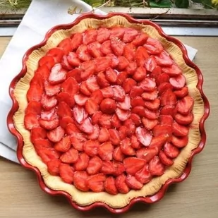 Naczynie do tarty z falbaną - 33cm - czerwony kod: EH346087 - Formy do ciast - miniaturka - grafika 1