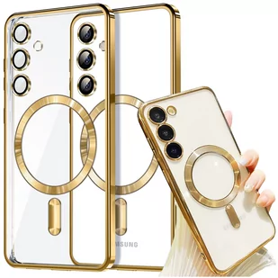 Etui do Samsung Galaxy S24+ Plus Mag Safe Glamour Case Ring obudowa ochrona aparatów Alogy Złote przezroczyste + Szkło - Etui i futerały do telefonów - miniaturka - grafika 1