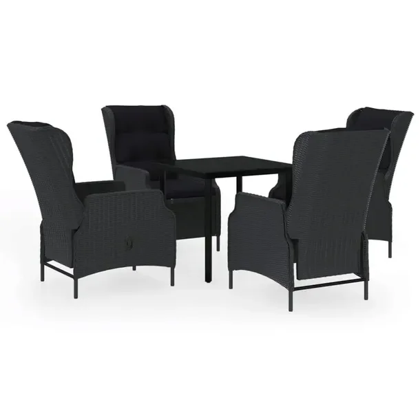 Zestaw Mebli Ogrodowych Stół 80x80x74cm + 4 Krzesła Czarny/Dark Grey