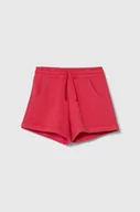 Spodnie i spodenki dla dziewczynek - United Colors of Benetton szorty bawełniane dziecięce kolor różowy gładkie regulowana talia - miniaturka - grafika 1