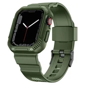 Akcesoria do smartwatchy - Kingxbar CYF537 2w1 pasek Apple Watch Ultra, SE, 8, 7, 6, 5, 4, 3, 2, 1 (49, 45, 44, 42 mm) z wbudowanym etui zielony - miniaturka - grafika 1