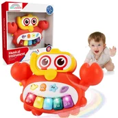 Grzechotki dla dzieci - Interaktywne Pianinko Melodie Zabawka Do Rączki Wesoły Muzyczny Krab Grzechotka - miniaturka - grafika 1