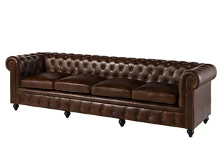 Sofa Skórzana Chesterfield #104 Skóra Naturalna Brązowa B 8095 - Sofy i kanapy - miniaturka - grafika 1