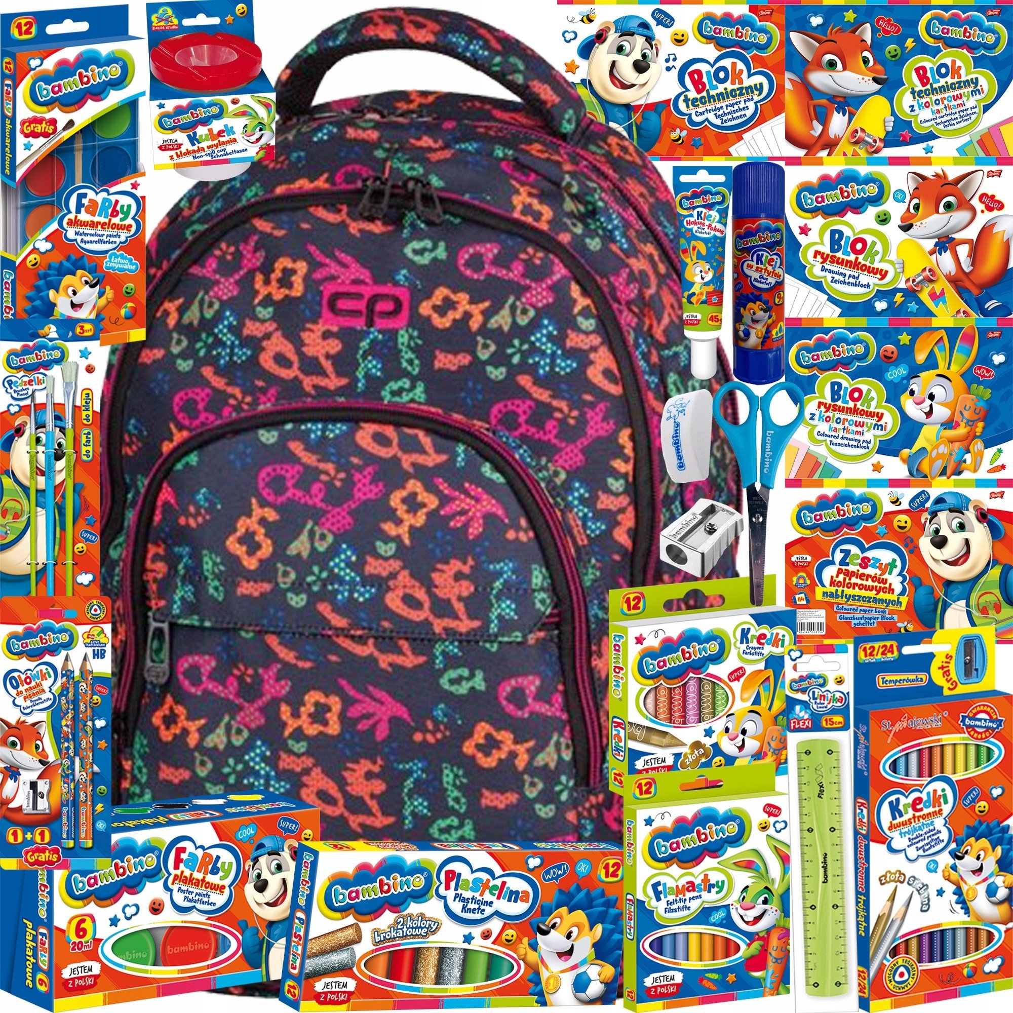 Coolpack Plecak Szkolny Wyprawka Zestaw Basic floral