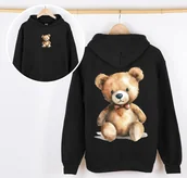 Bluzy dla dziewczynek - CZARNA Bluza z kapturem dla dziewczynki - wzór misiek43 - miniaturka - grafika 1