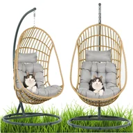 Fotele ogrodowe wiszące - Beżowy fotel podwieszany ogrodowy JARDIN - miniaturka - grafika 1