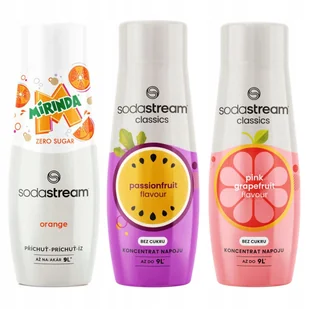 Syropy SodaStream do saturatora Mirinda Zero + Passionfruit / Marakuja + Grapefruit Grejpfrut 3x 440ml BEZ CUKRU - Syropy i koncentraty owocowe - miniaturka - grafika 1