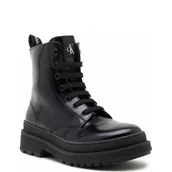 Buty dla dziewczynek - Calvin Klein Jeans Botki LACE-UP | z dodatkiem skóry - miniaturka - grafika 1