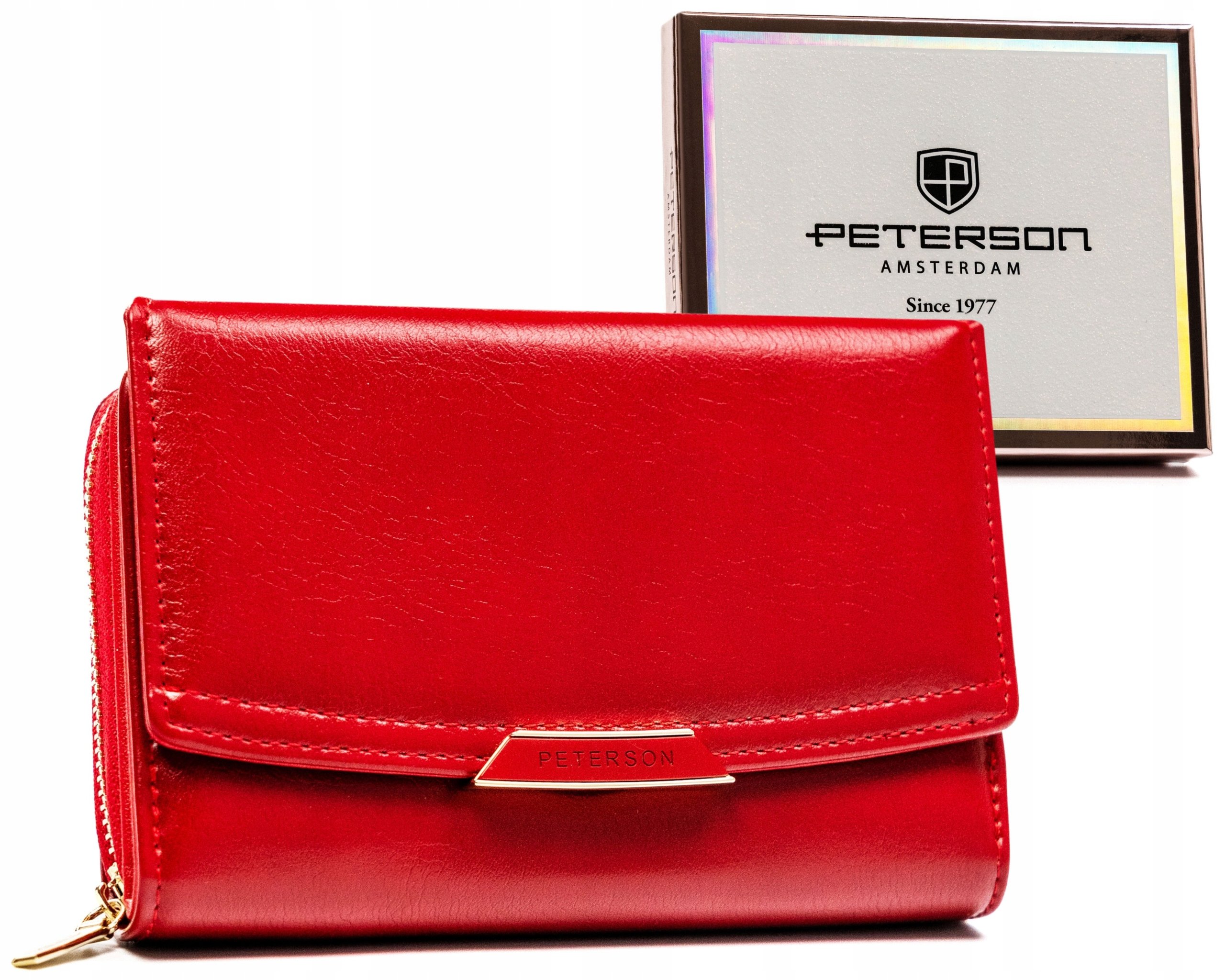 Portfel damski Peterson klasyczny gładki portmonetka na zatrzask Rfid