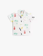 Bluzki dla niemowląt - KOTON Tropical Printed Short Sleeve Koszulka Bawełna Chłopcy, White Design (05u), 18-24 miesi?cy - miniaturka - grafika 1