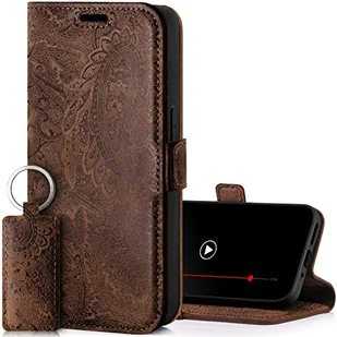 SURAZO Premium cienkie magnetyczne etui na telefon komórkowy Samsung Galaxy A54, skórzane – składane etui ochronne z prawdziwej skóry [z kieszenią na karty, ochroną RFID, kwiatowym wzorem] etui z - Etui i futerały do telefonów - miniaturka - grafika 1