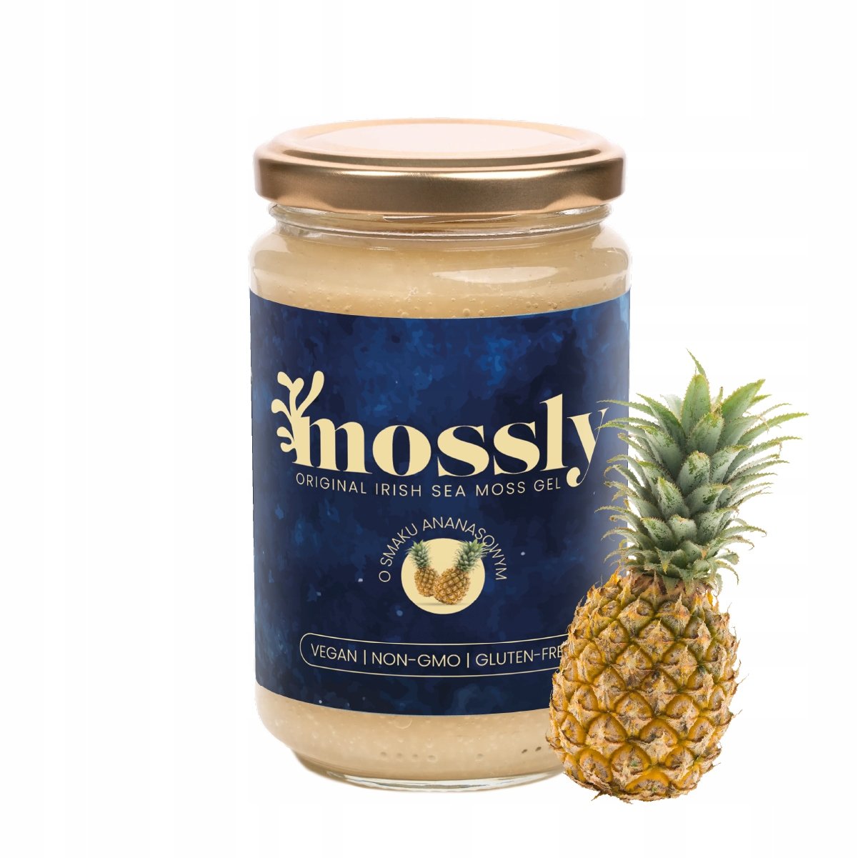 Mossly Irish Sea Moss Gel mech morski w żelu smak Ananas, słoik 314g