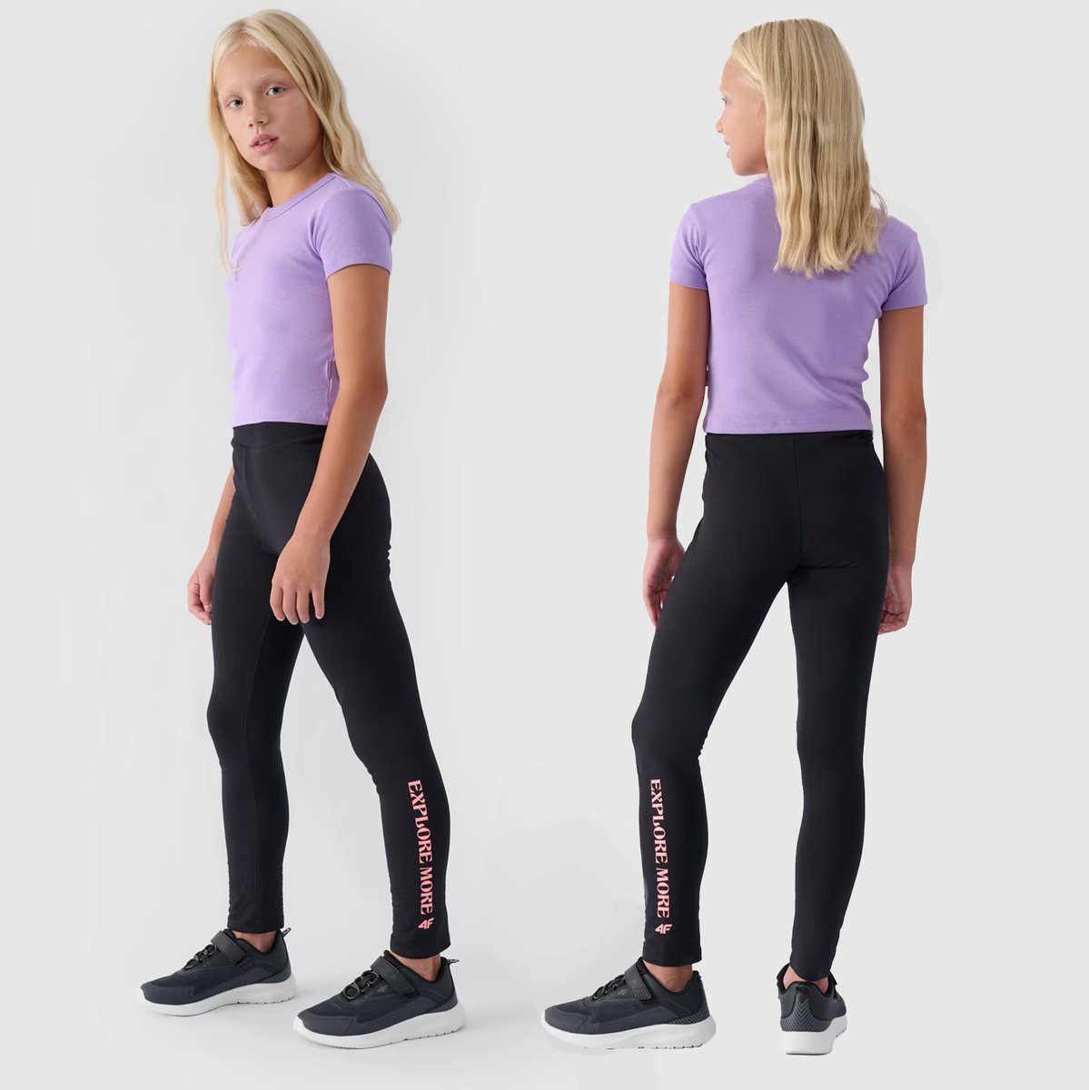 Legginsy Dziewczęce Spodnie 4F Dzianinowe Czarne 4FJWAW24TTIGF172 Czarny 164