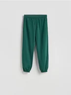 Spodnie damskie - Reserved - Spodnie dresowe z bawełną - ciemnozielony - miniaturka - grafika 1