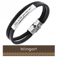 Bransoletki - BLINGART Bransoletka z GRAWEREM ze skóry naturalnej zatrzaskowa PREZENT - miniaturka - grafika 1