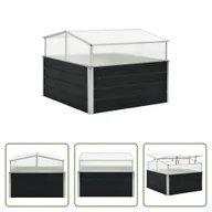 Szklarnie ogrodowe - The Living Store Szklarnia Antracyt 100x100x77 cm Stal ocynkowana - miniaturka - grafika 1