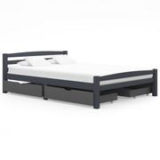 Łóżka - shumee Rama łóżka z 4 szufladami ciemnoszara sosnowa 140 x 200 cm - miniaturka - grafika 1