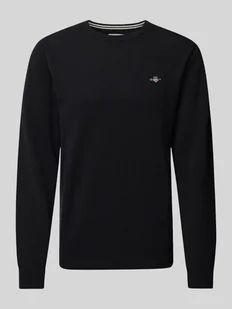 Sweter z dzianiny z wełny z okrągłym dekoltem - Swetry męskie - miniaturka - grafika 1