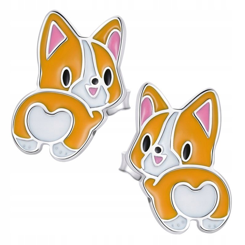 Kolczyki Srebrne Kolczyki Dla Dziewczynki Piesek Srebro 925 Kolczyki Trusky