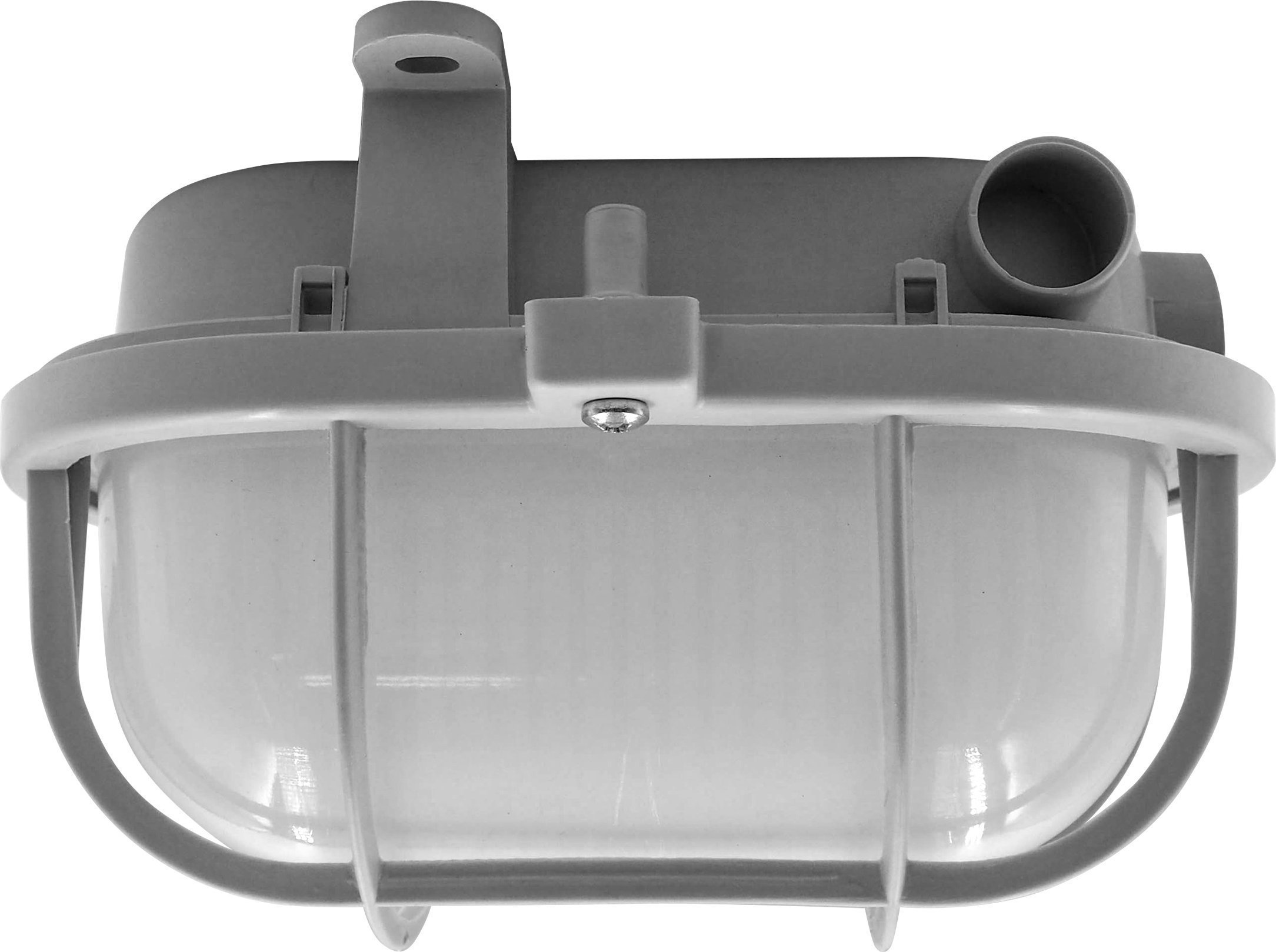 Lampa sufitowa Orno OVAL 7040T/P, oprawa oświetleniowa, 40W, E27, IP44, IK10, klosz poliwęglan matowy, podstawa polipropylen, siatka plastikowa, szara