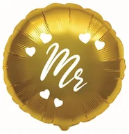 Wesele i ślub - BALON FOLIOWY 18" FX - MR, ZŁOTY, PAKOWANY, GODAN - miniaturka - grafika 1