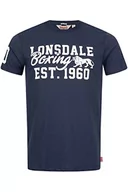 Koszulki męskie - Lonsdale Męski T-Shirt Frewick granatowy/biały, L - miniaturka - grafika 1