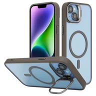 Etui i futerały do telefonów - Etui Cadorabo do Apple iPhone 13 w kolorze GREY kompatybilne z MagSafe i funkcją podstawki wraz z ochroną obiektywu aparatu - Hybrydowe etui ochronne z silikonową krawędzią TPU i wytrzymałym tyłem - miniaturka - grafika 1