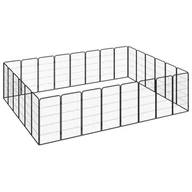 Sprzęt podróżny i transportery dla psów - vidaXL Kojec dla psa, 28 paneli, czarny, 50x100 cm, stal - miniaturka - grafika 1