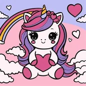 Kolorowanki, wyklejanki - Malowanie po numerach - Śliczny jednorożec 25x25cm - miniaturka - grafika 1