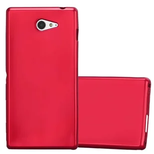 Pokrowiec Do Sony Xperia M2 / M2 AQUA w METALLIC CZERWONY Etui TPU Silikon Obudowa Ochronny Case Cover Cadorabo - Etui i futerały do telefonów - miniaturka - grafika 1