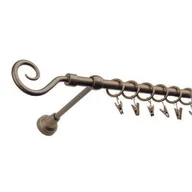 Karnisze - Karnisz pojedynczy motyw kuty Ø16, 180 cm stare złoto hak - miniaturka - grafika 1