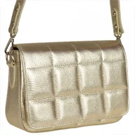 Torebki damskie - Włoska torebka listonoszka złota pikowana - miniaturka - grafika 1
