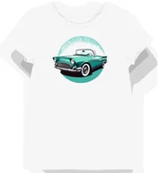 Koszulki i topy damskie - Koszulka damska biała z grafiką turkusowego kabrioletu XL - miniaturka - grafika 1