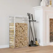 Wózki magazynowe - vidaXL Stojak na drewno opałowe, 80x28x154 cm, stal nierdzewna - miniaturka - grafika 1