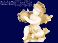 Figurki dekoracyjne - Aniołek grający na tamburynie alabaster grecki - miniaturka - grafika 1