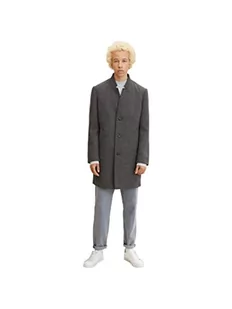TOM TAILOR Denim Męskie Nowoczesny płaszcz wełniany 1032440, 30500 - Dark Grey Black Herringbone, XXL - Płaszcze męskie - miniaturka - grafika 1