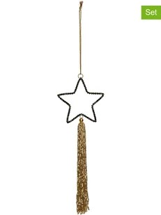 Kersten Dekoracyjna zawieszka (4 szt.) "Star" w kolorze czarno-złotym - 23 x 8 cm - Ozdoby bożonarodzeniowe - miniaturka - grafika 1