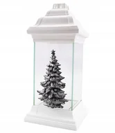 Lampiony i znicze - Znicz Choinka Boże Narodzenie Kapliczka Na Święta Biały Ze Srebrną Choinką - miniaturka - grafika 1