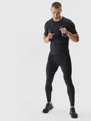 Spodnie sportowe męskie - 4F Legginsy treningowe ze średnim stanem męskie - czarne XXL - miniaturka - grafika 1