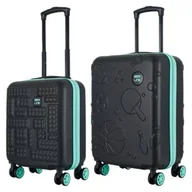 Walizki - Zestaw walizek SEMI LINE T5889-0 44.5/54.5 cm Czarno-zielony - miniaturka - grafika 1
