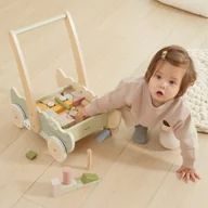 Zabawki zręcznościowe - Dla Dzieci Drewniany Wózek Na Klocki Pchacz - miniaturka - grafika 1