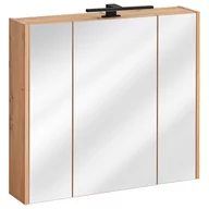 Szafki łazienkowe - Wisząca szafka z lustrem 80 cm Dąb CAMMY - miniaturka - grafika 1