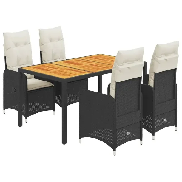 Zestaw bistro ogrodowy czarny z poduszkami, stół 150x90x75 cm, fotele 54,
