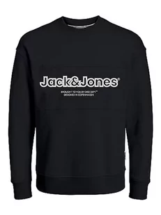 JACK&JONES JUNIOR Bluza chłopięca Jorlakewood Sweat Crew Neck Bf Jnr, Czarny/szczegóły: nadruk jj/luźny krój, 152 - Bluzy dla chłopców - miniaturka - grafika 1