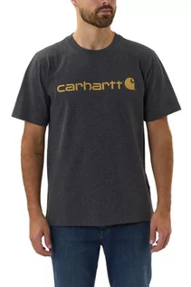 Koszulki sportowe męskie - Koszulka męska T-shirt Carhartt Heavyweight Core Logo S/S CRH Carbon Heather - grafika 1