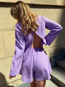 Komplety damskie - Lotus Flower / muślinowy zestaw bluzka i spodenki - miniaturka - grafika 1