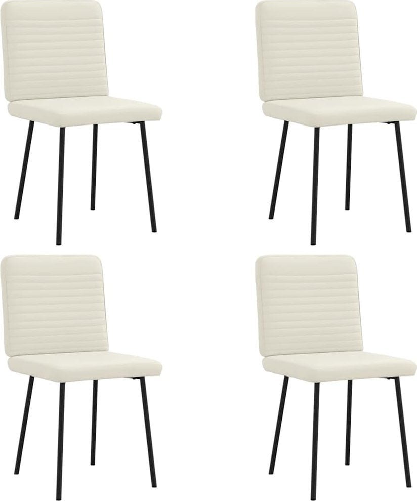 Krzesła stołowe, 4 szt., kremowe, obite aksamitem