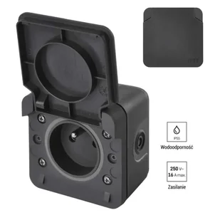 Gniazdo elewacyjne natynkowe ciemne IP55 CYKLONE EMOS - Gniazdka elektryczne - miniaturka - grafika 1